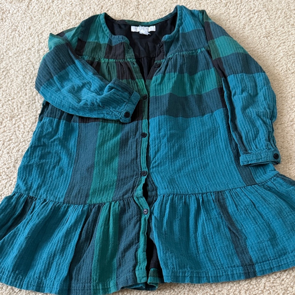 Burberry Teal and Black Plaid Dress